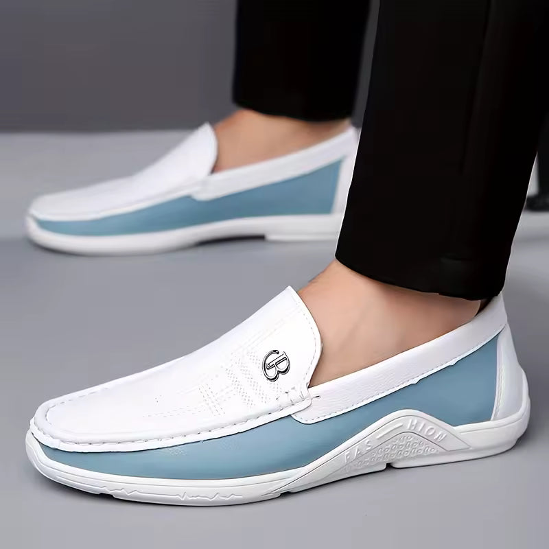 The Notting Hill Loafer — White & Sky Blue