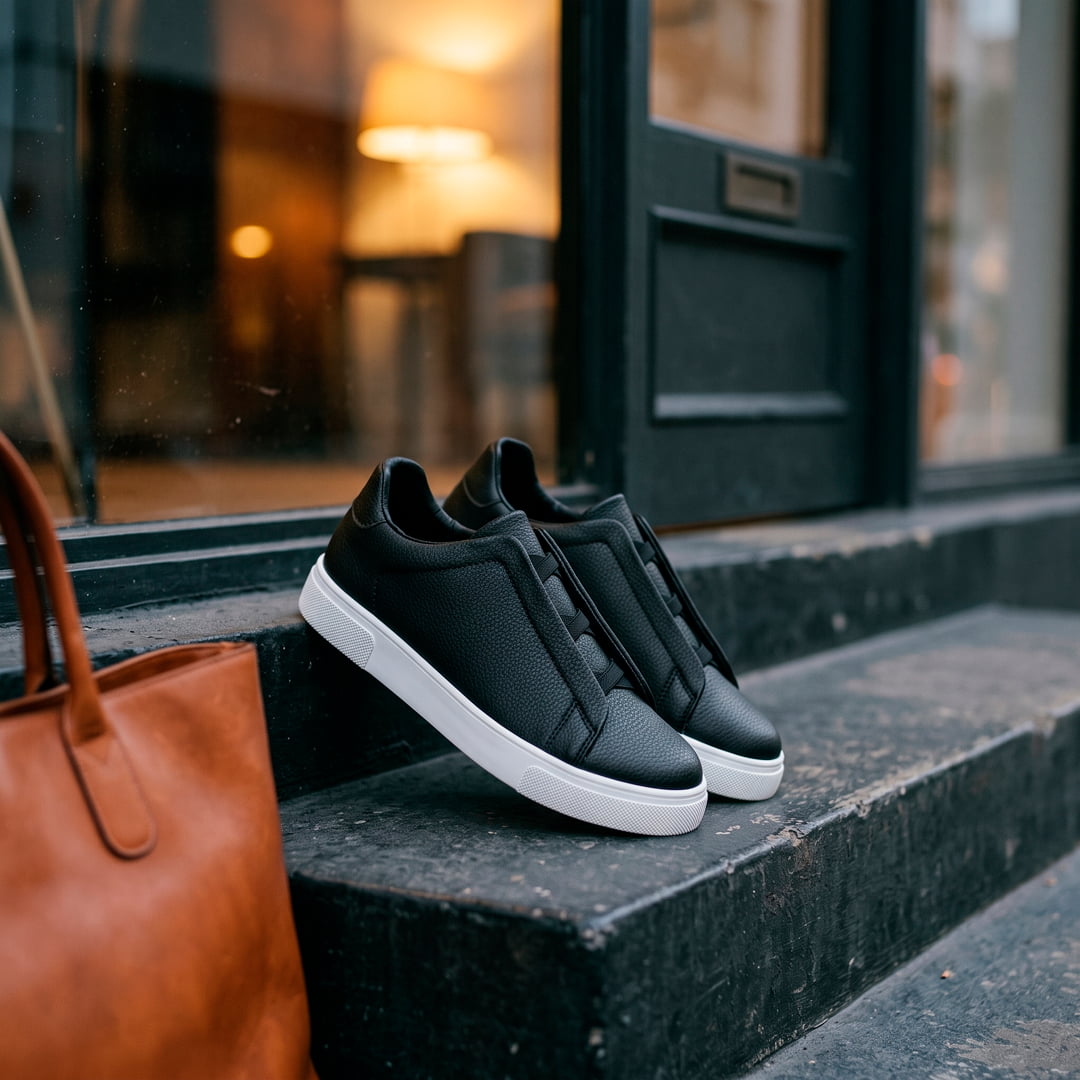 The Clerkenwell Leather Sneaker — Black