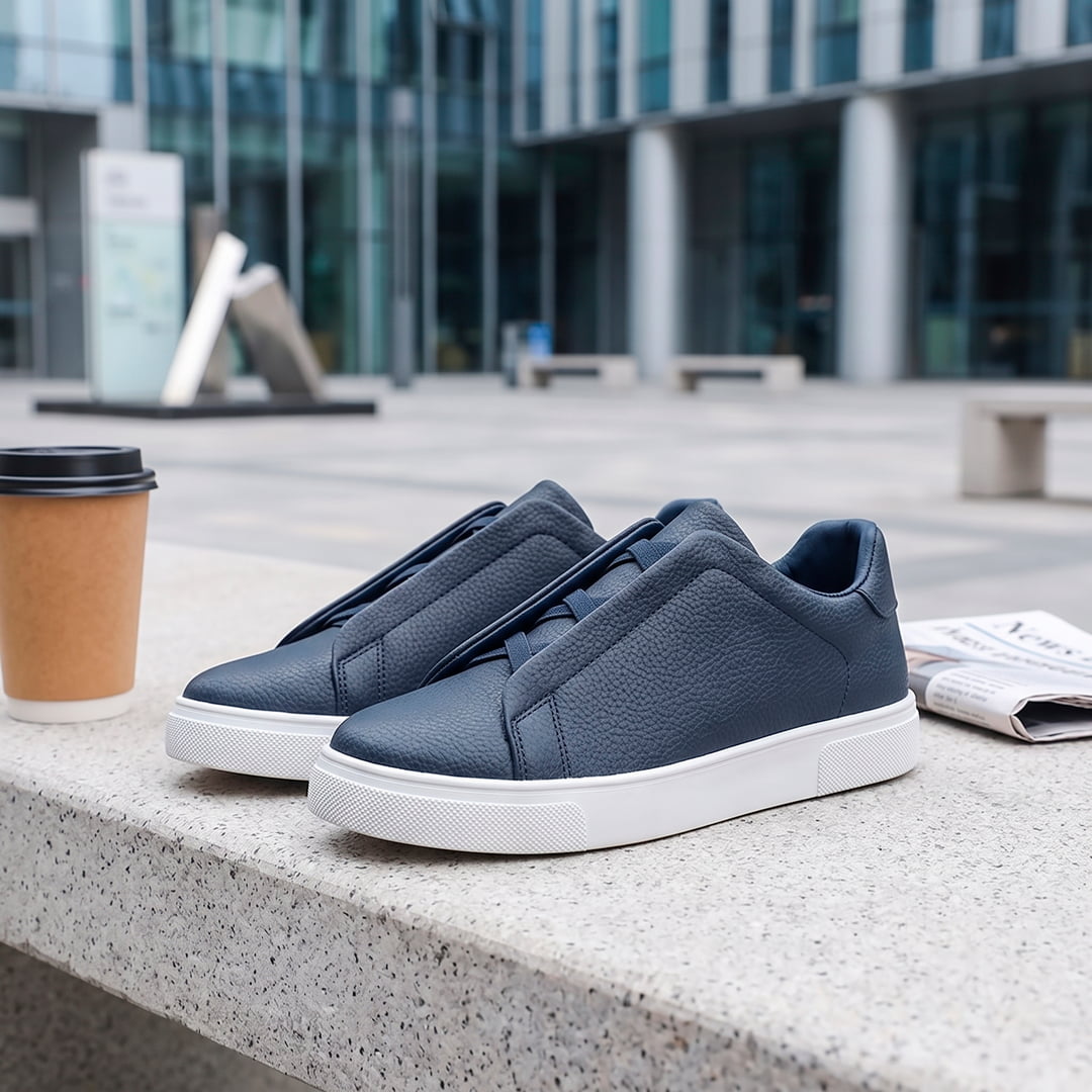 The Clerkenwell Leather Sneaker — Navy